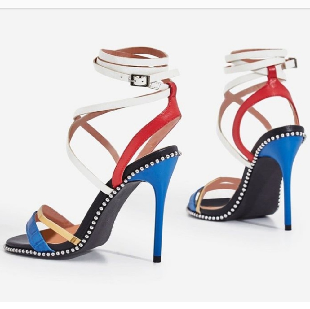 🎈🎈HOST PICK🎈🎈Red Multi Color Open Toe Strappy Stiletto Heels